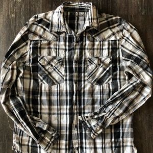 Reclaim buckle brand button up shirt size large